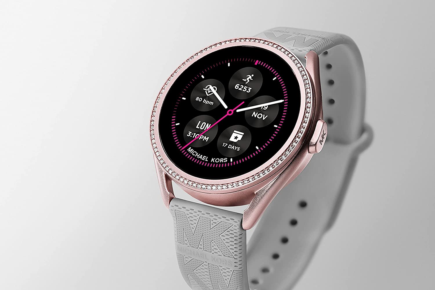 230816034209157_1 Michael Kors Women's MKGO Gen 5E 43mm Touchscreen Smartwatch with Fitness Tracker, Heart Rate, Contactless Payments, and Smartphone Notifications - Image 1